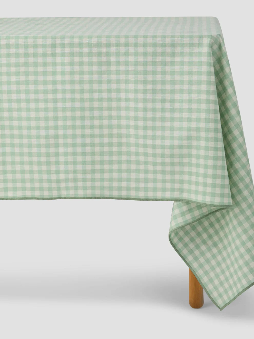 Piglet In Bed - Sage Green Gingham Linen Blend Tablecloth