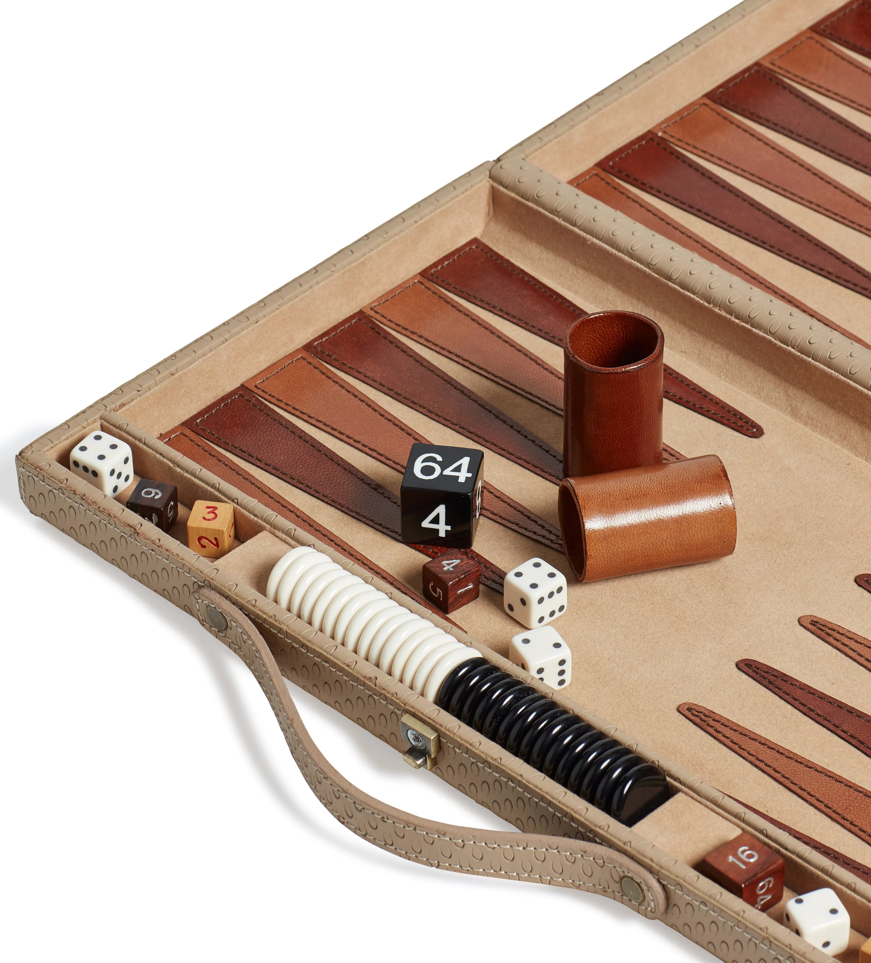 OKA Bennet Leather Backgammon Set - Taupe