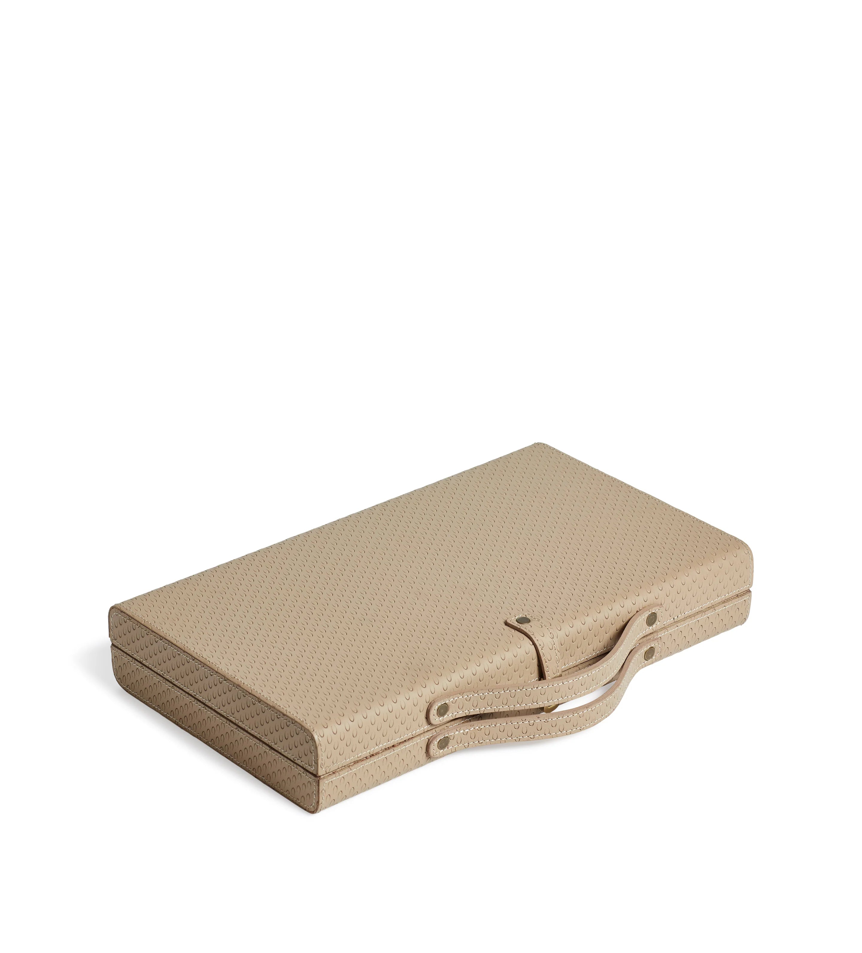 OKA Bennet Leather Backgammon Set - Taupe