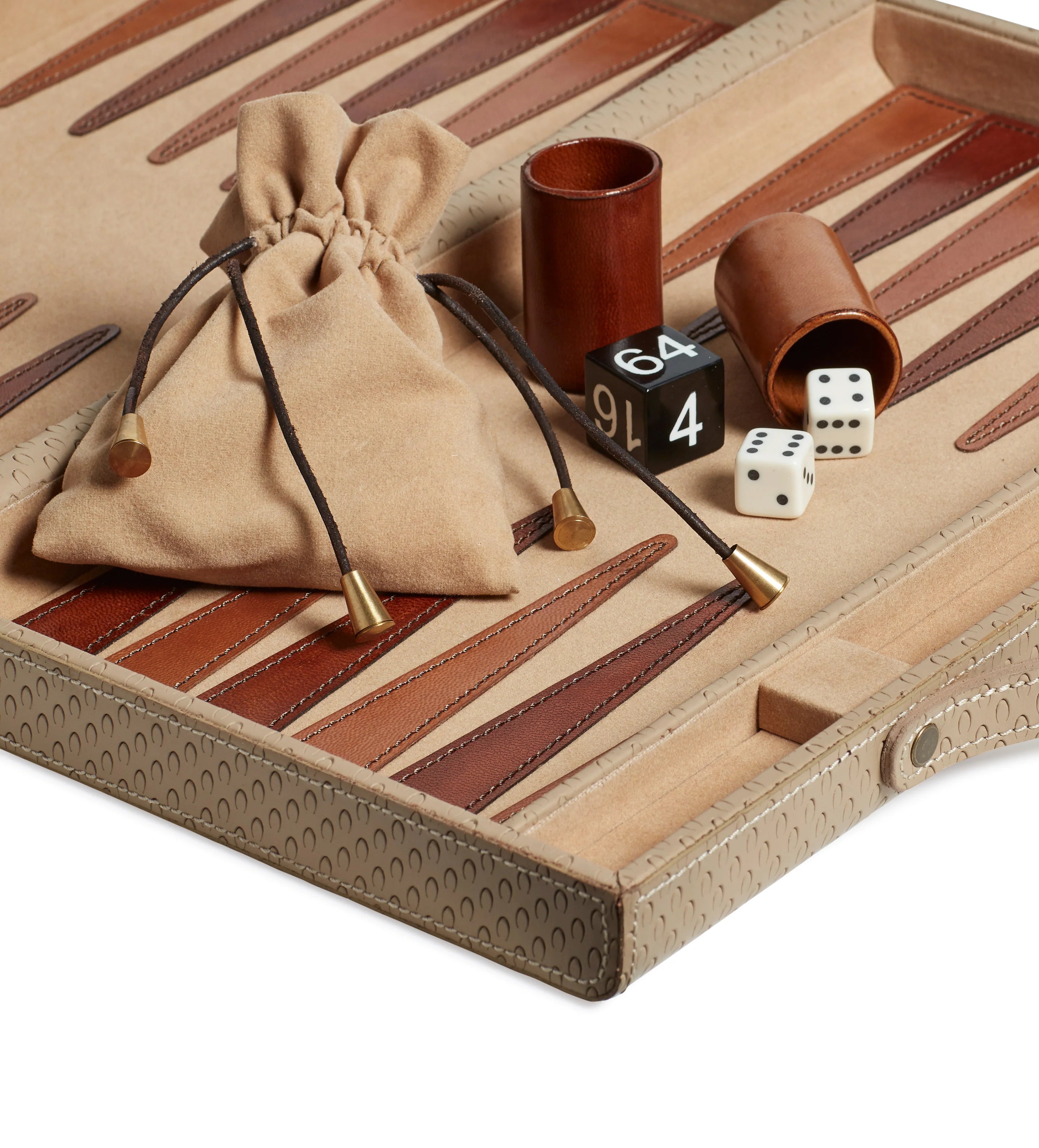 OKA Bennet Leather Backgammon Set - Taupe