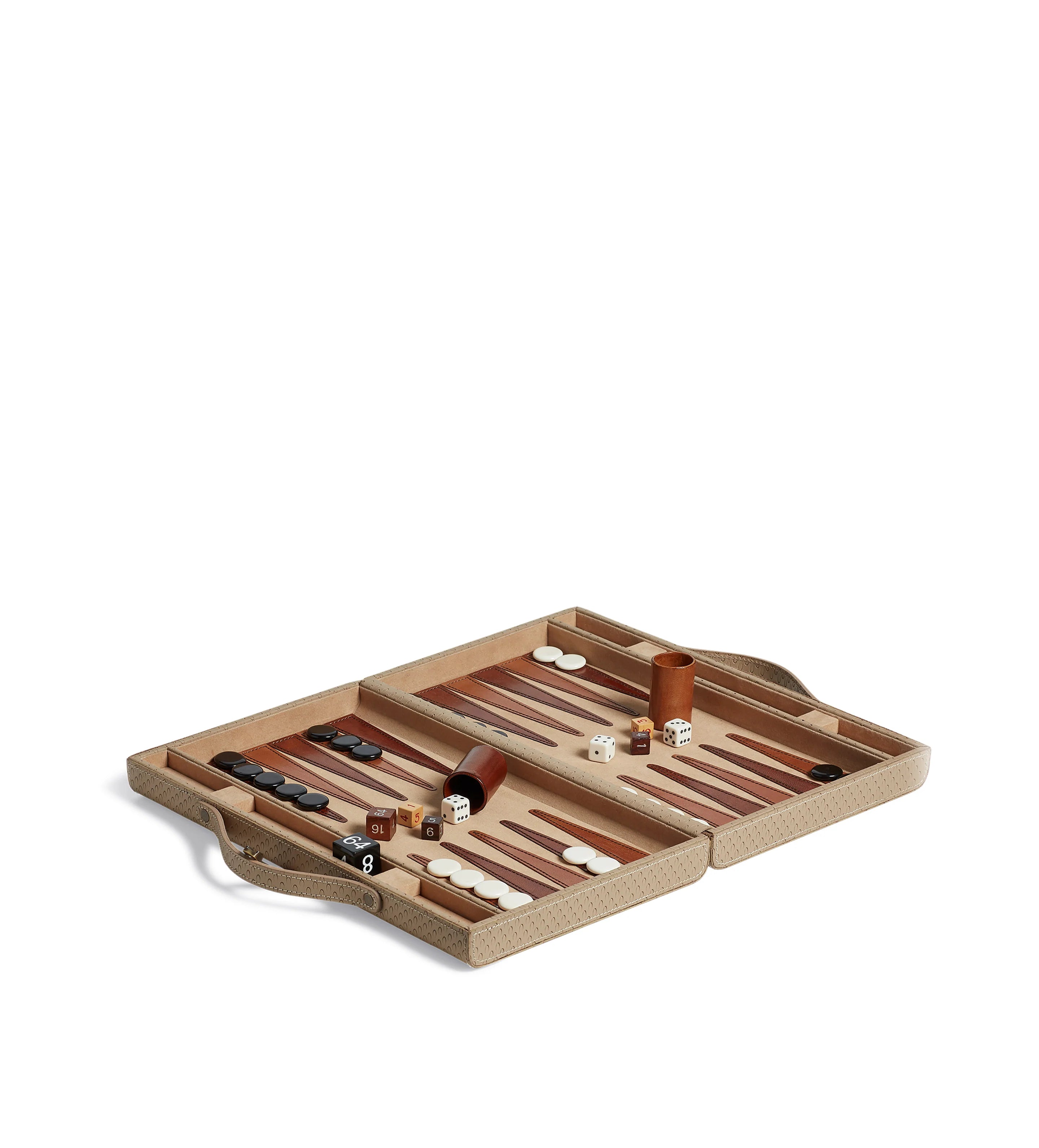 OKA Bennet Leather Backgammon Set - Taupe