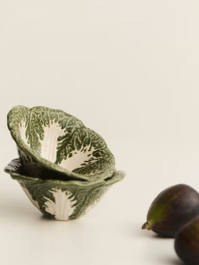 John Lewis X Deliciously Ella Cabbage Hand Painted Stoneware Mini Dip Dish