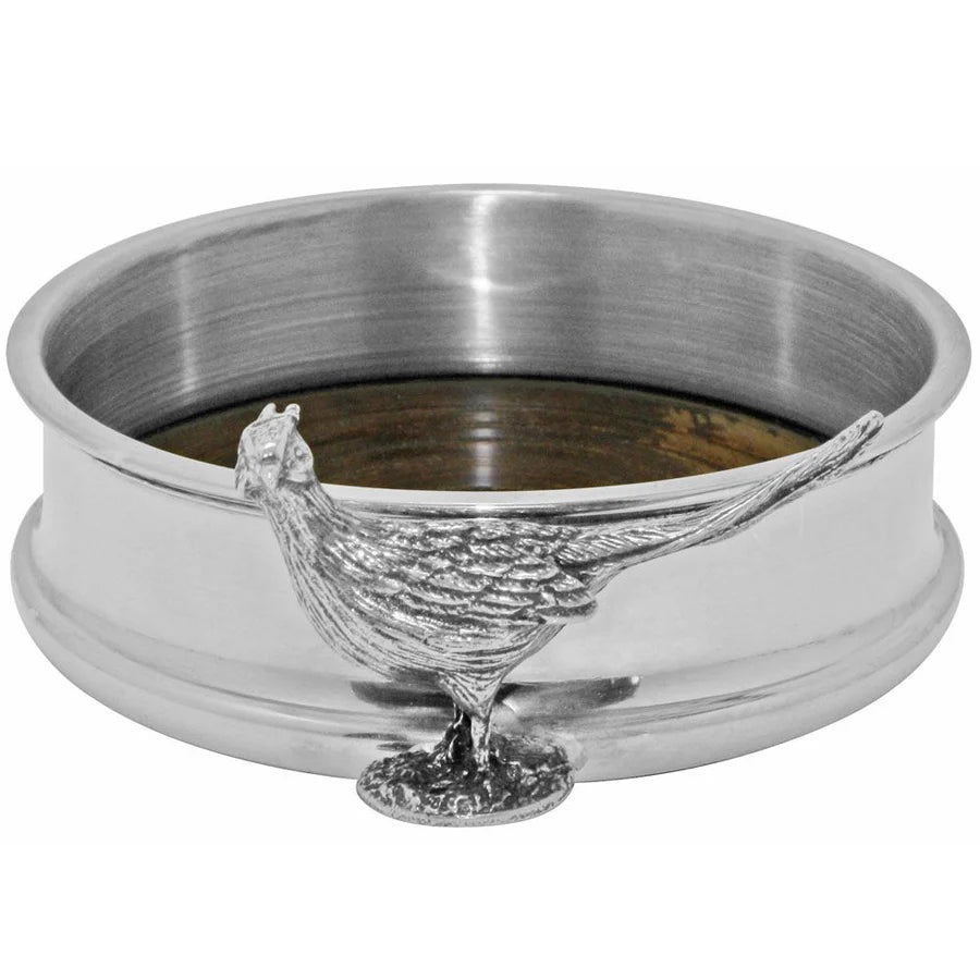 English Pewter Company Pheasant Wine Bottle Coaster