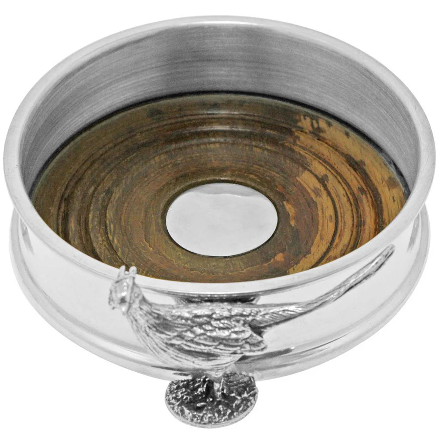English Pewter Company Pheasant Wine Bottle Coaster